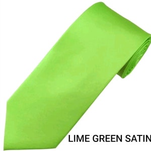 Lime Green Satin Tie for kids boy toddler or baby Wedding , Birthday , Gift , Ring Bearer Sizes NB - 7 Yrs  l Green Satins l