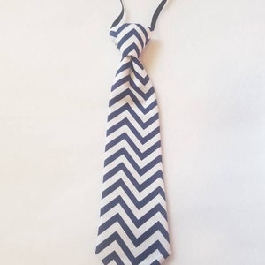 Navy Blue Zig Zag pretied Tie for kids boy toddler or baby Sizes NB - 7 Yrs