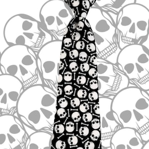 Black and White small skulls and bones Tie - Pretied Tie for kids boy toddler or baby Sizes NB - 5 Years 100% Cotton