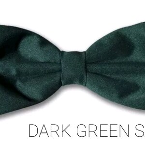 Dark Green Satin Pretied Bow tie for kids boy toddler baby Sizes NB - 7 Yrs Wedding Ring Bearer Birthday Pictures Present Gift Weddings