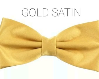 Gold Satin Bow Tie for kids boy toddler or baby Sizes NB - 7 Yrs  Wedding , Ring Bearer , Birthday , Pictures , Gift  l Yellow l