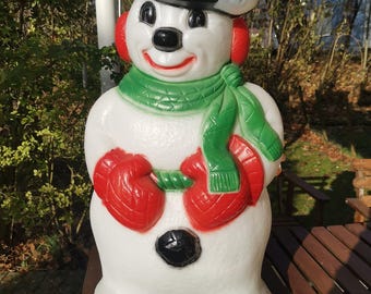 Vintage TPI Christmas Frosty Snowman Blow Mold 31&quot; Holiday Figure Yard Decor Scarf Top Hat 90s
