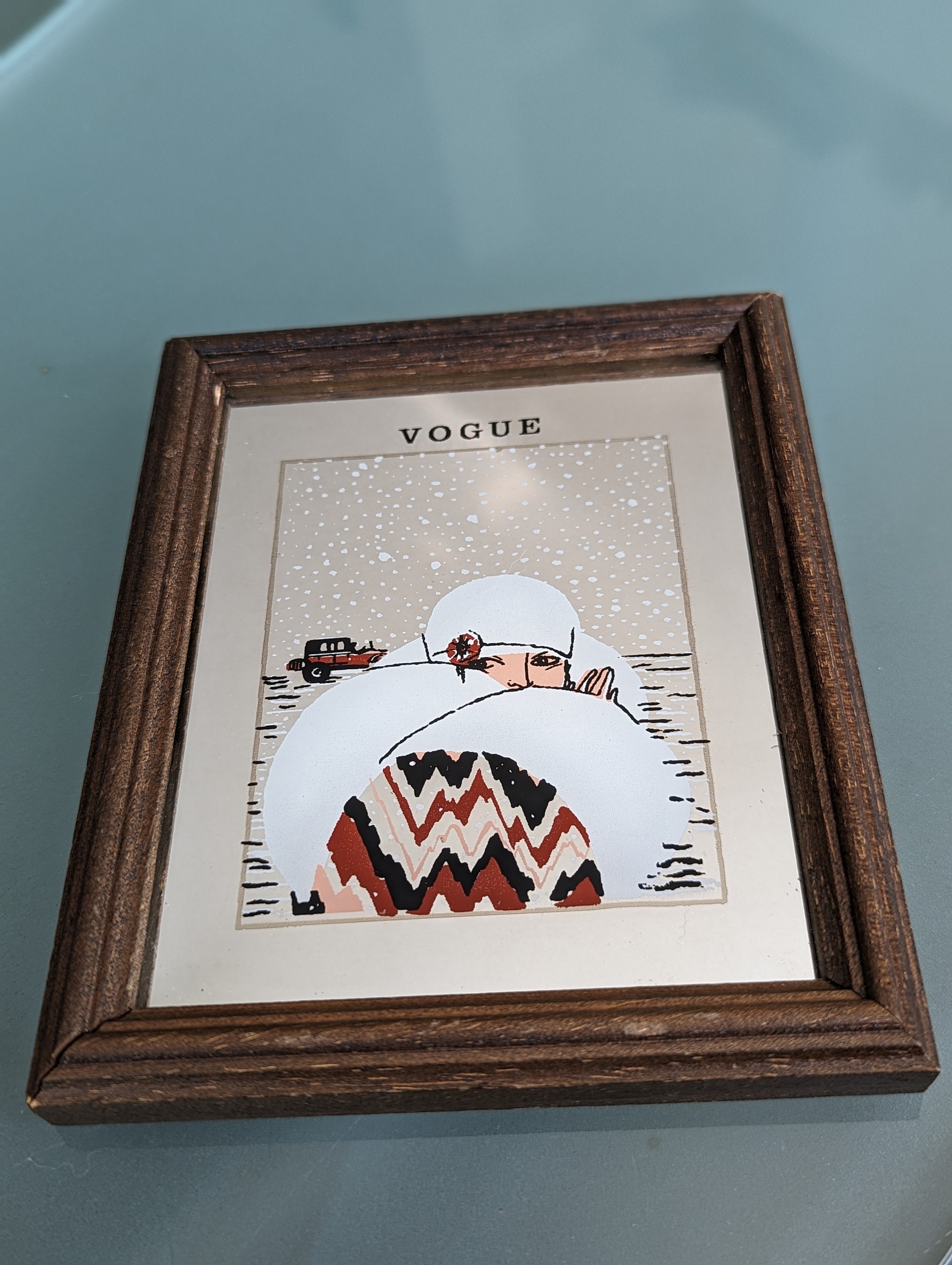 ヴィンテージ VOGUE 美装鏡面 木製アートポスター ART DECO