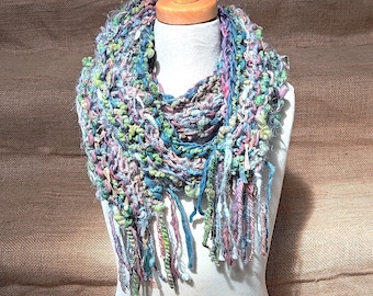 Soft and Squishy Boho Scarf - Handspun Art Yarn