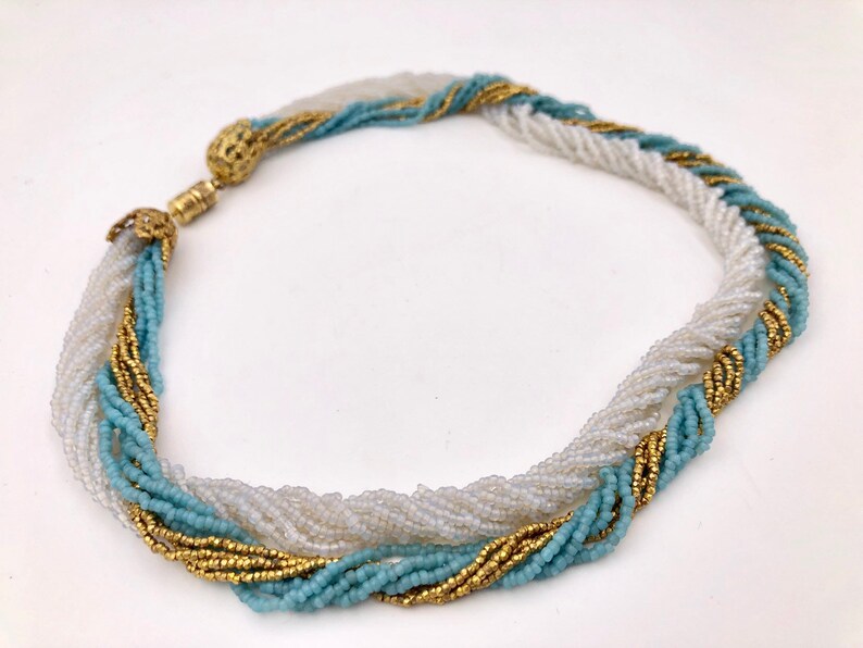 Amazing and Unusual beads multistrand twisted choker