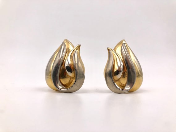 Boucles D'oreilles Clips Signées SM Paris - Bijou Vintage, Un Fermoir Légèrement Noirci