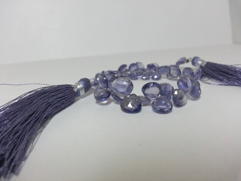Natural Iolite Faceted Heart Beads Wholesale Beads Purple Heart AAA Iolite Beads Faceted Heart Beads Purple Briolette Briolette Beads