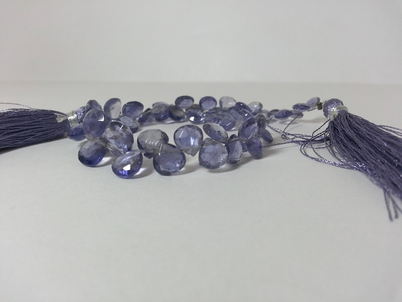 Natural Iolite Faceted Heart Beads Wholesale Beads Purple Heart AAA Iolite Beads Faceted Heart Beads Purple Briolette Briolette Beads