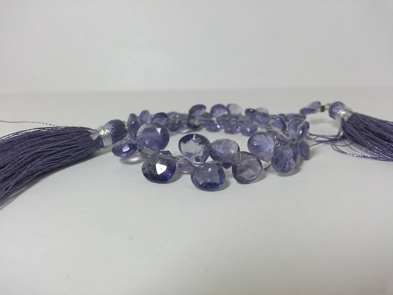 Natural Iolite Faceted Heart Beads Wholesale Beads Purple Heart AAA Iolite Beads Faceted Heart Beads Purple Briolette Briolette Beads