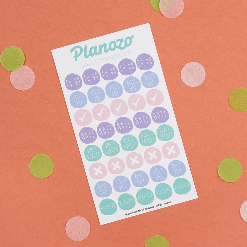 pastel circle useful sticker sheet planner stickers etsy
