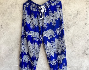 Elephant Pants Thailand - Unisex hippie hippy comfy harem yoga fun soft Rayon lightweight breathable gennie loose festival