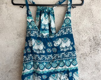 Tank Top Elephant print Thailand - Women hippie hippy comfy harem yoga fun soft Rayon lightweight breathable gennie loose festival