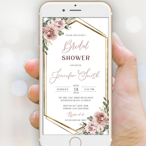 Electronic Invitation Editable Template Bridal Shower Invite Etsy