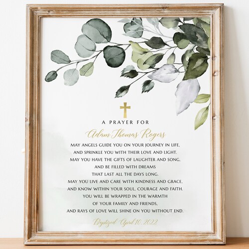 Baptism Prayer Sign Template Personalized Prayer Sign - Etsy