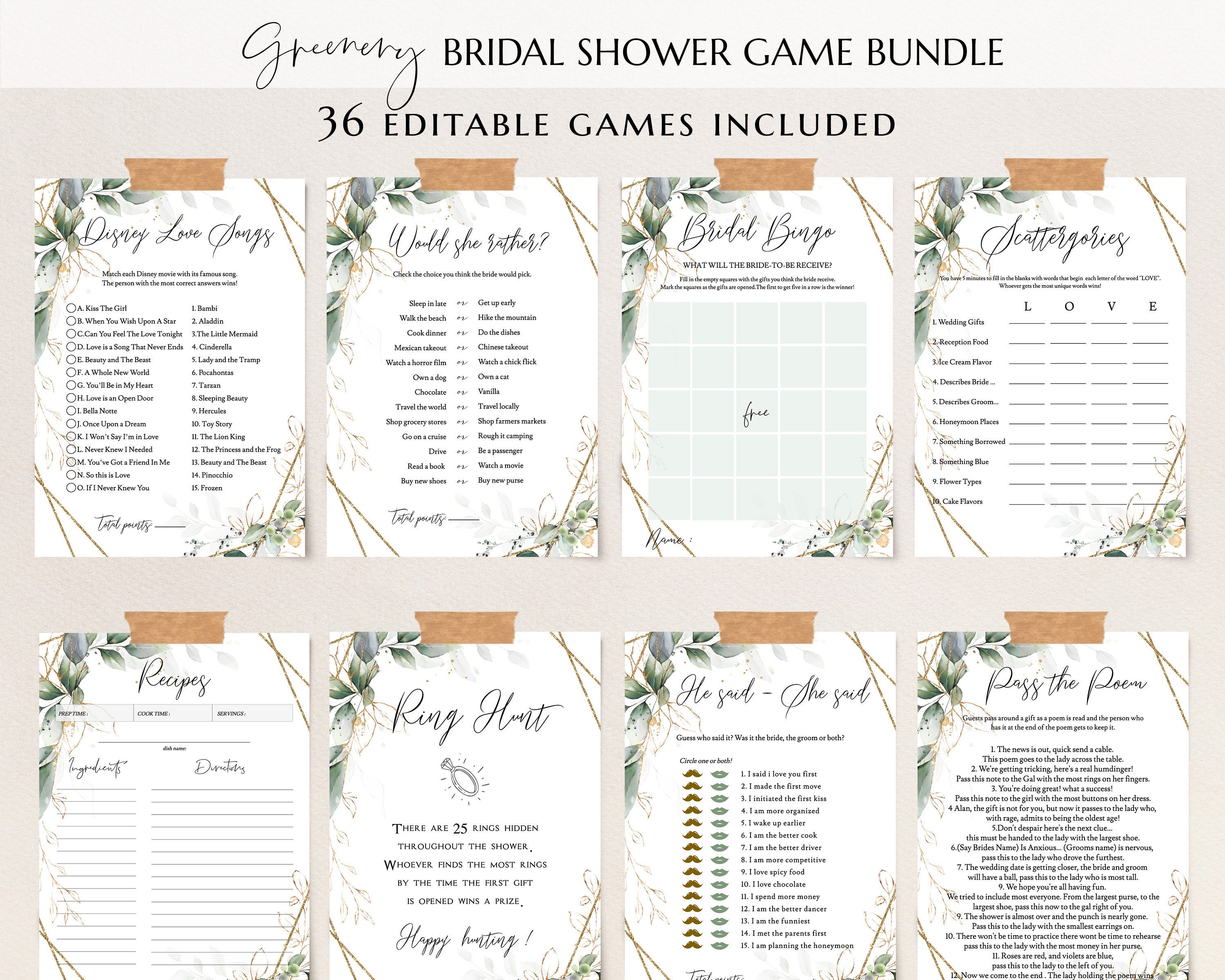 36 Editable Eucalyptus Baby Shower Games - Editable Games