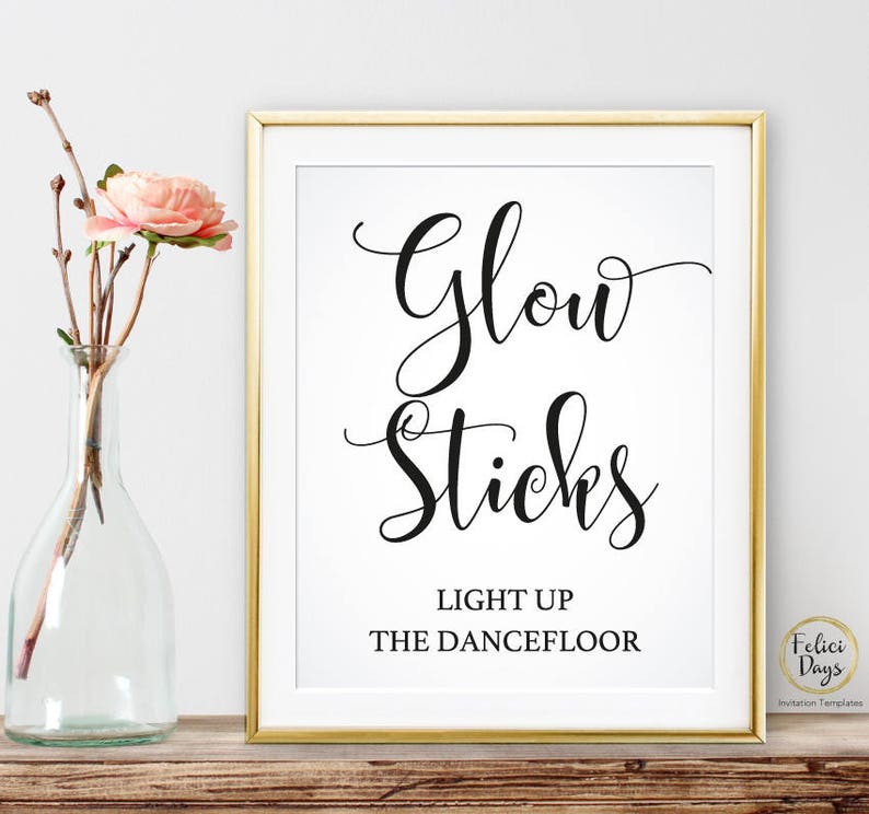 Glow Sticks Wedding Sign Light Up The Dance Floor Sign Diy Etsy