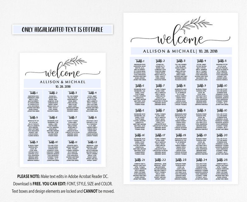 PDF WD211 Wedding Seating Chart Sign DIY Find your Seat Seating Board Seating Plan Welcome Seating Chart Printable Template