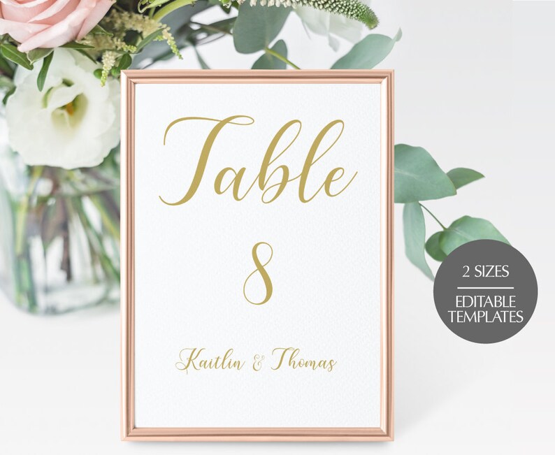Wedding Table Numbers Template Printable Numbers Rustic Gold Etsy
