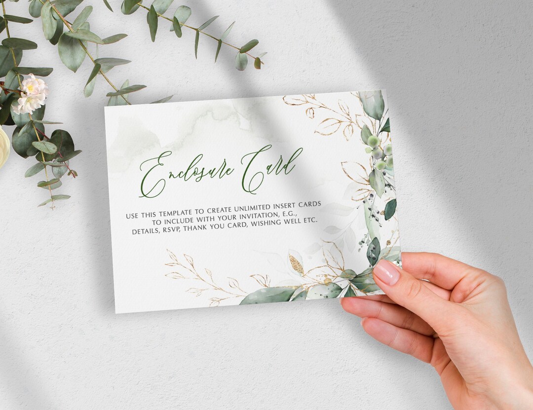 Custom Enclosure Card Template Printable Wedding Invitation Etsy