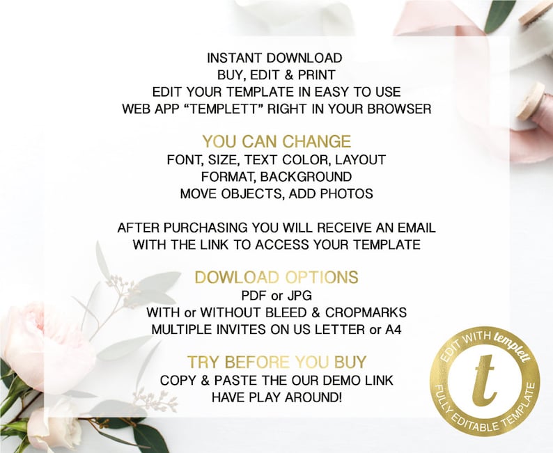 Save the Date Gold Pink with Calendar Template IPhone SMS TEMPLETT DIY Instant Download Electronic Smartphone Digital Editable Invitation
