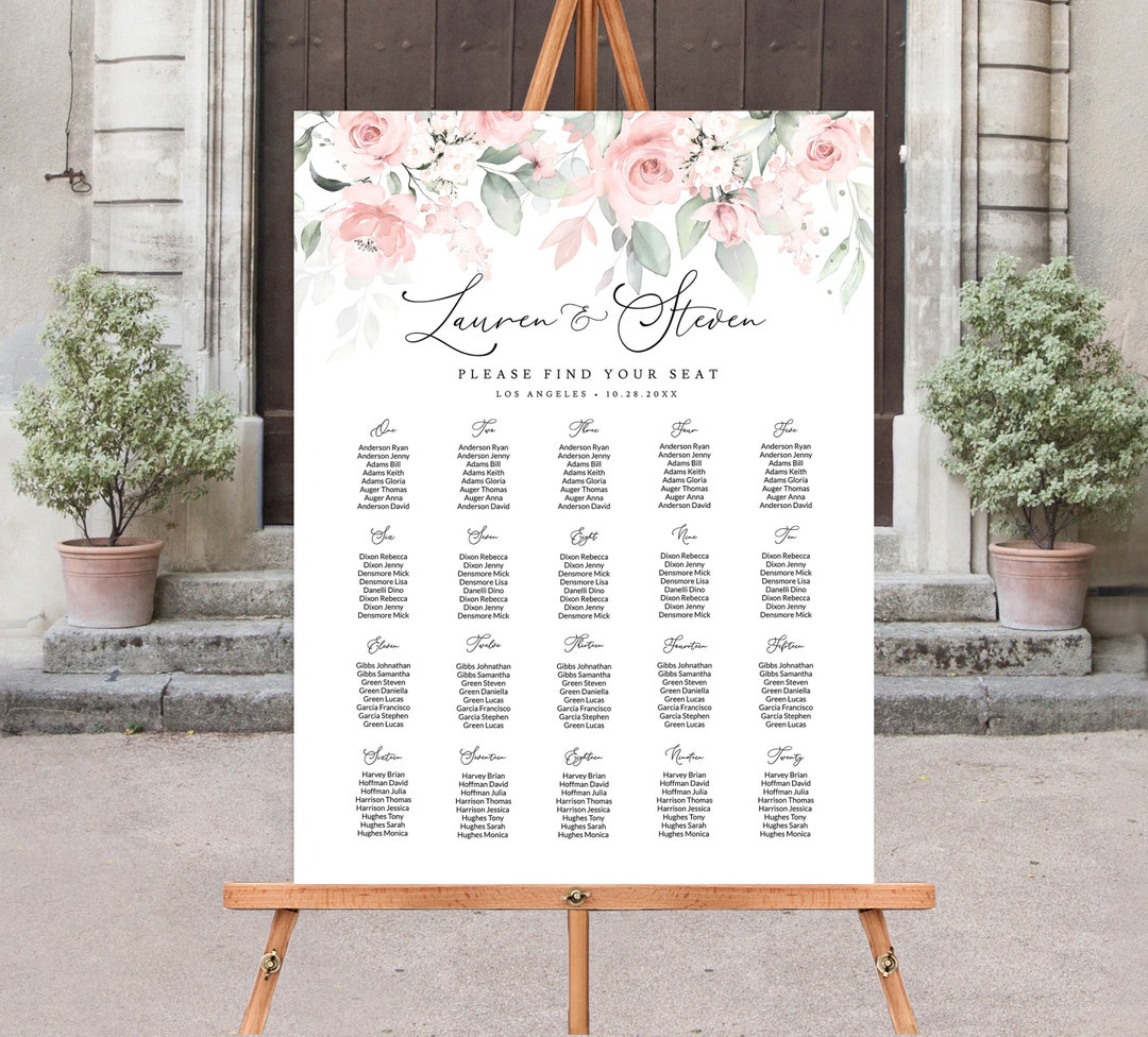 Wedding Seating Chart Template Printable Seating Chart - Etsy