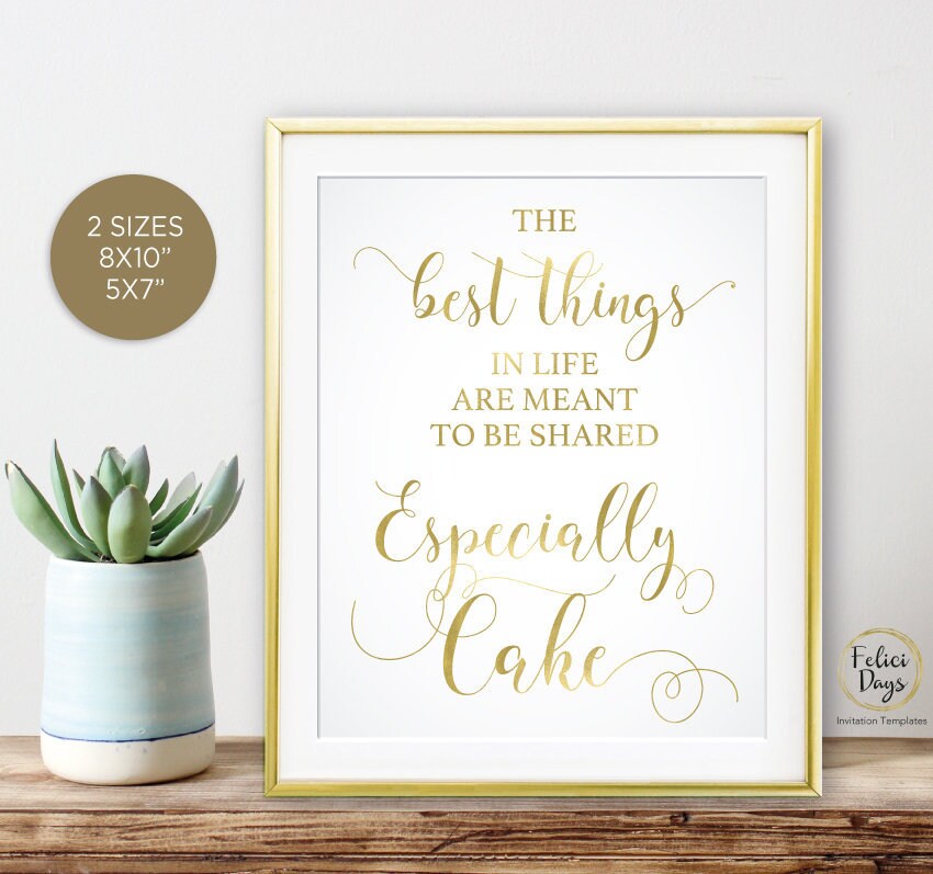 Cake Flavor Sign Gold Wedding Cake Sign Wedding Cake Table Etsy