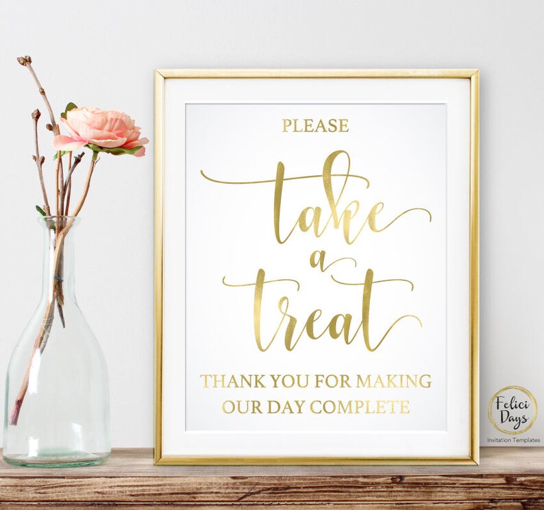 Take a Treat Sign Gold Dessert Table Sign Candy Bar Gold Etsy
