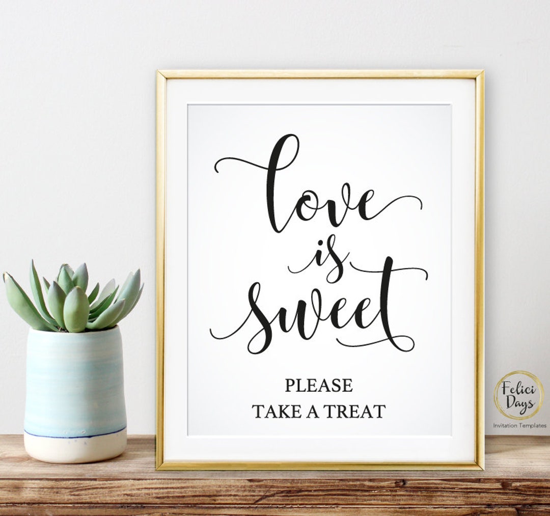 Love is Sweet Sign Take a Treat Sign Printable Printable Etsy