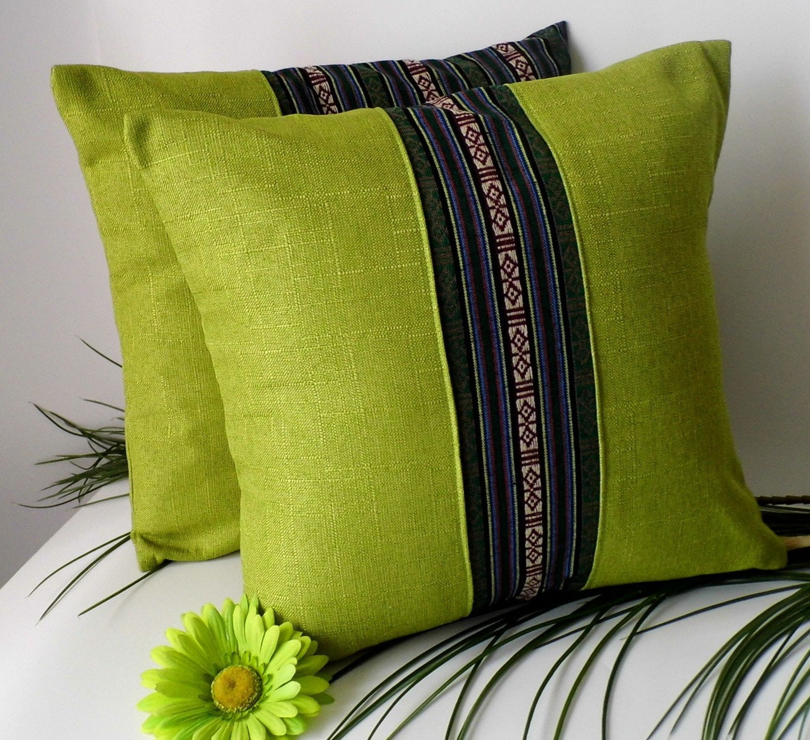 Lime Green Pillow Covers 15 x 15 Pillow Cover A127 Etsy