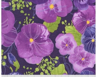Moda Fabrics Pansy’s Posies by Robin Pickens Large Pansies on Amethyst 48720 15 fabric BTHY+