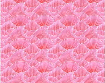 P&B Textiles Deep Blue Sea by Stephanie Peterson Jones DBSE 4839 P Waves in Pink Fabric BTHY+