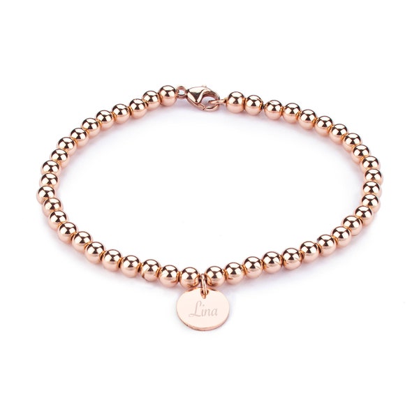 EDINA Kugel Armband Roségold Filled mit Gravur | Personalisierter Schmuck | Geschenke zum Muttertag Valentinstag Geburtstag