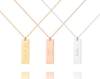 MILA – Chain with rectangular pendant | Stainless Steel Silver - Stainless Steel 18K Gold Plated - Stainless Steel 18K Rose Gold Plated | Customizable