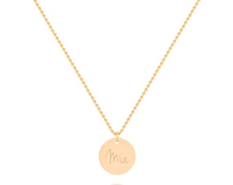 SURI – Necklace with engraving | Gold filled | Plate on feminine ball chain | Name chain | Personalized jewelry | Gift for women