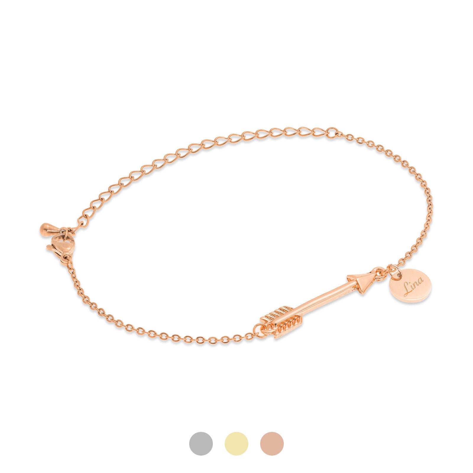 FELIA Arrow Bracelet With Name Engraving Silver Gold Rose Gold