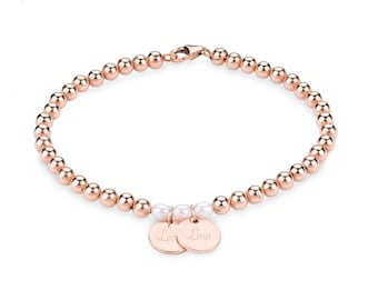 VIENNA – Ball Bracelet Rose Gold Filled with Engraving | Personalized Jewelry | Gifts for Mother's Day Valentine's Day Birthday