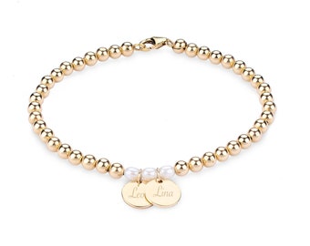 VIENNA Ball Bracelet Gold Filled with Engraving | Personalized Jewelry | Gifts for Mother's Day Valentine's Day Birthday