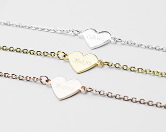 LARA – heart bracelet with engraving | Personalized Gifts | Mother's Day | Anniversary | friendship bracelet | silver gold rose gold