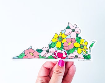 Virginia Floral Vinyl Sticker | Bumper Sticker | Laptop Sticker | Water Bottle | Gift Idea