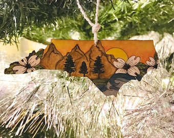 North Carolina Mountains Ornament Painted | Christmas | Gift | Gift Idea