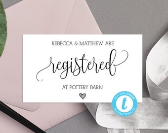 Editable Registry Card Insert, Printable Registry Card Bridal Shower, Registry Card Template Wedding, Invite Enclosure Registry Card
