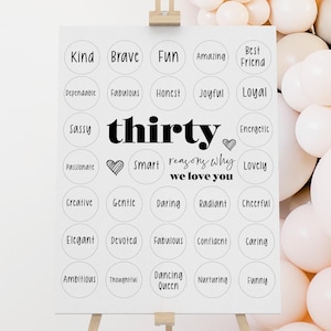 Editable 30 Reasons Why We Love You, Thirty Reasons We Love You Sign, 30th Birthday Gifts For Women,  Custom 30th Birthday Gifts For Men