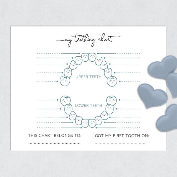 Baby Teething Chart, Baby Tooth Record, Keepsake Chart, Baby Book Chart, My Teething Chart, Baby Book Insert, Baby Book Add On First Tooth