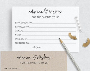 Advice For The Parents-To-Be Cards, Baby Shower Advice Printable, Mommy and Daddy Advice Cards, Baby Wish Card, Well Wishes For New Parents