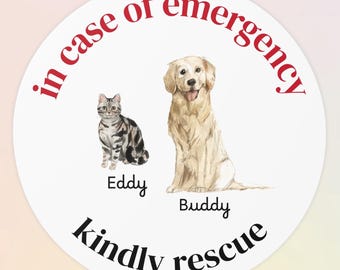 In Case of Emergency Personalized Pet Rescue House Decal 4"