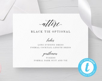 Plantilla editable para tarjeta de código de vestimenta de boda