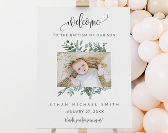 Baptême Welcome Sign Custom, Baptism Welcome Sign Template, Baptême Welcome Sign With Photo, Large Printable Sign, For Girl, For Boy