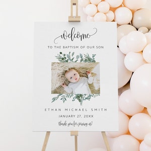 Editable Baptism Welcome Sign Custom, Baptism Welcome Sign Template, Christening Welcome Sign With Photo, DIY Large Printable Sign For Girl