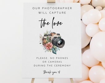 Bewerkbare Unplugged huwelijksceremonie teken, Unplugged Wedding Sign sjabloon, geen camera tijdens de ceremonie, alstublieft geen mobiele telefoon teken bruiloft