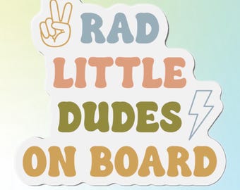 Retro Rad Little Dudes On Board Car Magnet